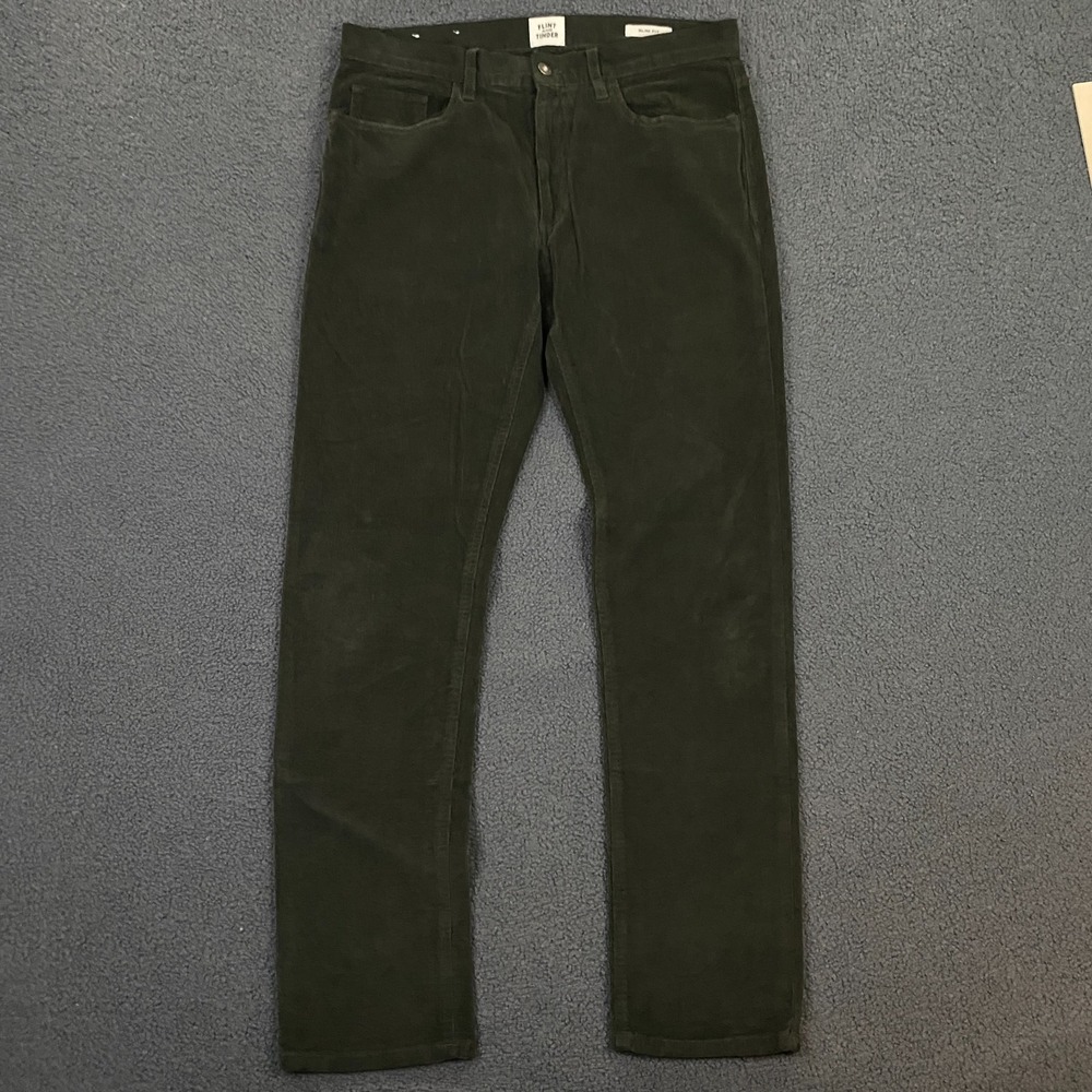 Flint And Tinder Corduroy Pants Men 32x32 Slim Fit Green Cotton Stretch 5-Pocket